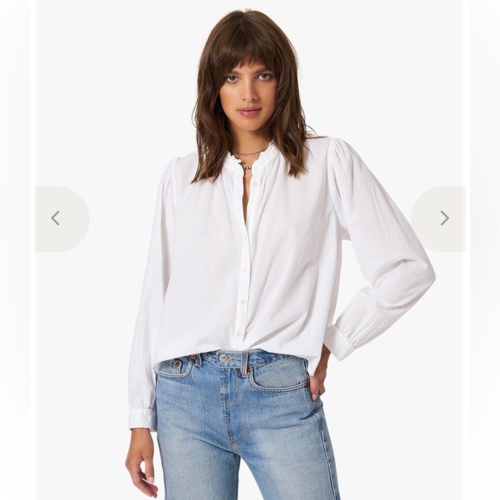 XIRENA Long Sleeve Button Down Blouse Top in White Size Small